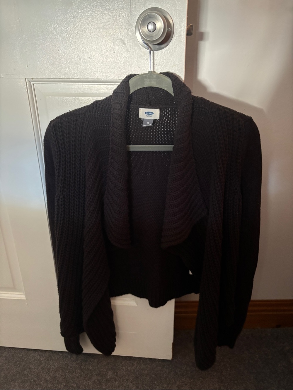 Old Navy Black Open-Front Draped Cardigan Sweater